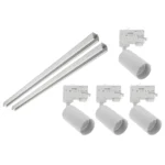 Schienenleuchten-Set MADARA OPTIMO, 4x Leuchte + 3-Phasen-Stromschiene, weiß