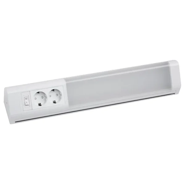 LED Unterbauleuchte, 10W, 1100lm, 50cm, neutralweiß, 2 Steckdosen, inkl. 5 Haken