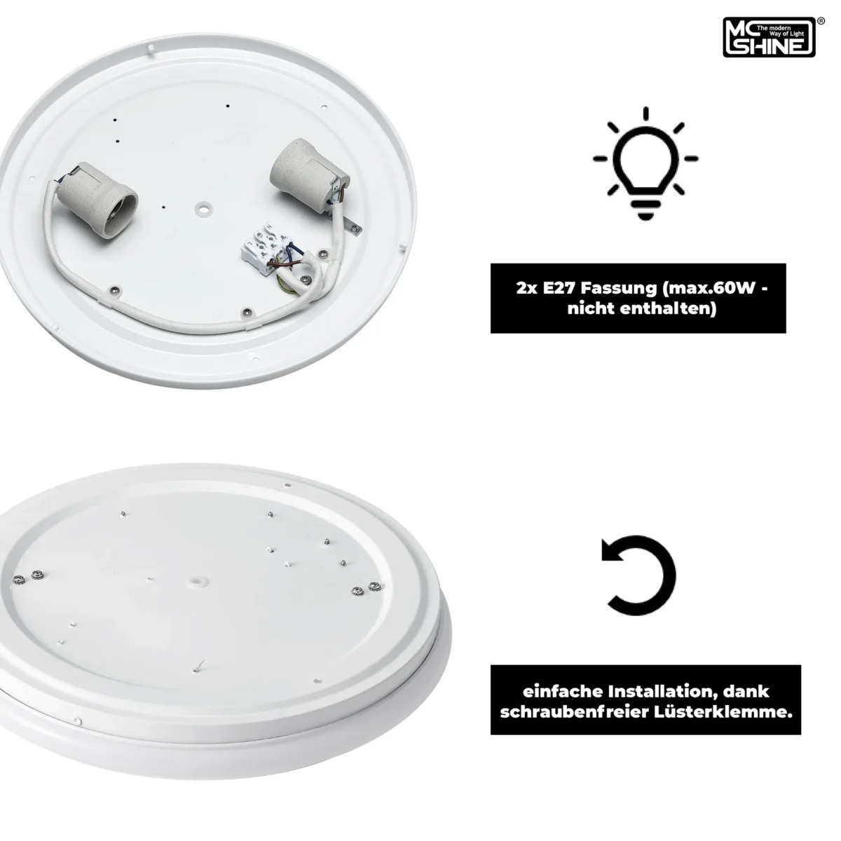LED-Deckenleuchte McShine "Star" Ø33cm, inkl. 2x 9W LED-Leuchtmittel – Bild 4