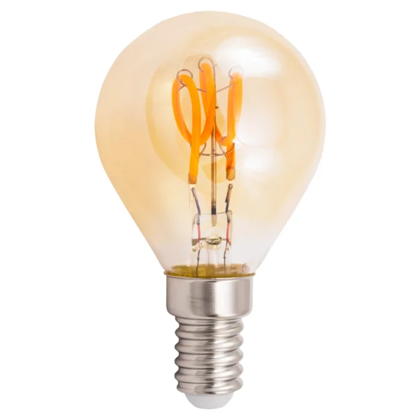 LED Filament Tropfenlampe McShine "Retro" E14, 1W, 90lm, warmweiß, goldenes Glas