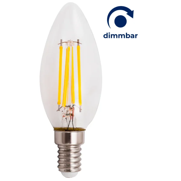 LED Filament Kerzenlampe McShine "Filed" E14, 6W, 600lm, warmweiß, dimmbar