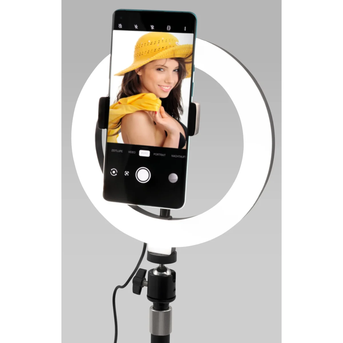 LED Ringleuchte für Smartphone,  Ø20 cm, 3 Lichtfarben, – Bild 2