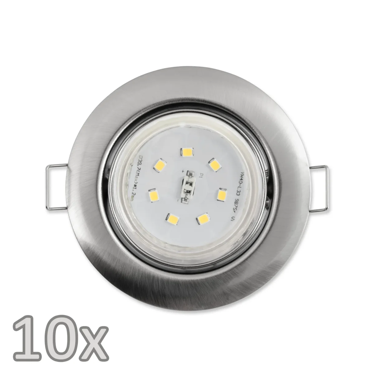 Einbauleuchten-Set McShine, 10x Rahmen, 10x Strahler, Edelstahl, 3W, 300lm – Bild 1