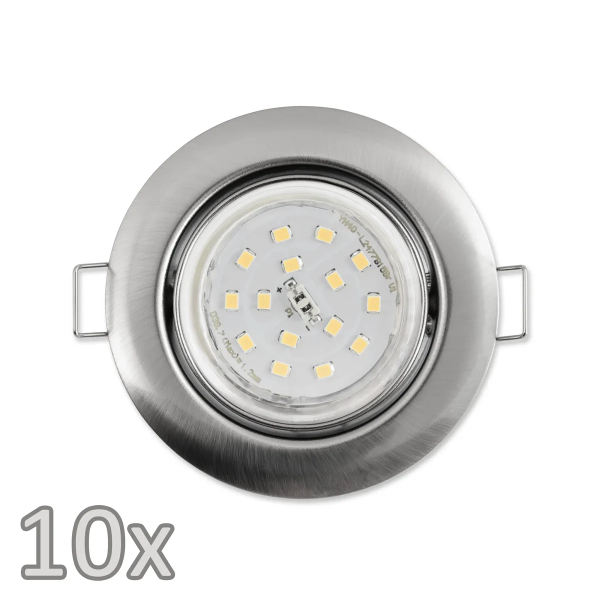 Einbauleuchten-Set McShine, 10xRahmen, 10x LED-Strahler, Edelstahl gebürstet – Bild 1