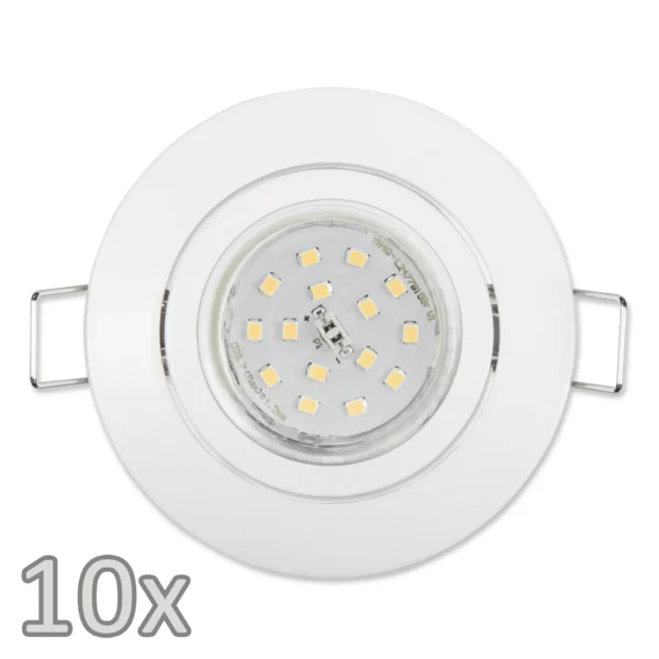 Einbauleuchten-Set McShine, 10xRahmen, 10xLED-Strahler, 5W, 500lm, weiß