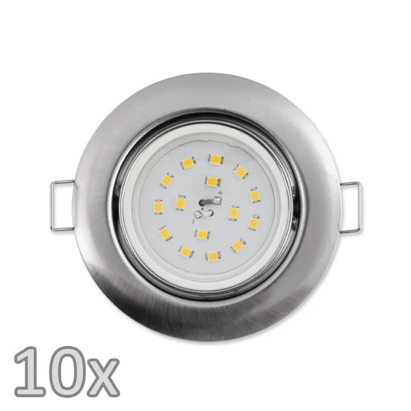 Einbauleuchten-Set McShine, 10xRahmen, 10xLED-Modul, 5W, 400lm, 230V, Edelstahl