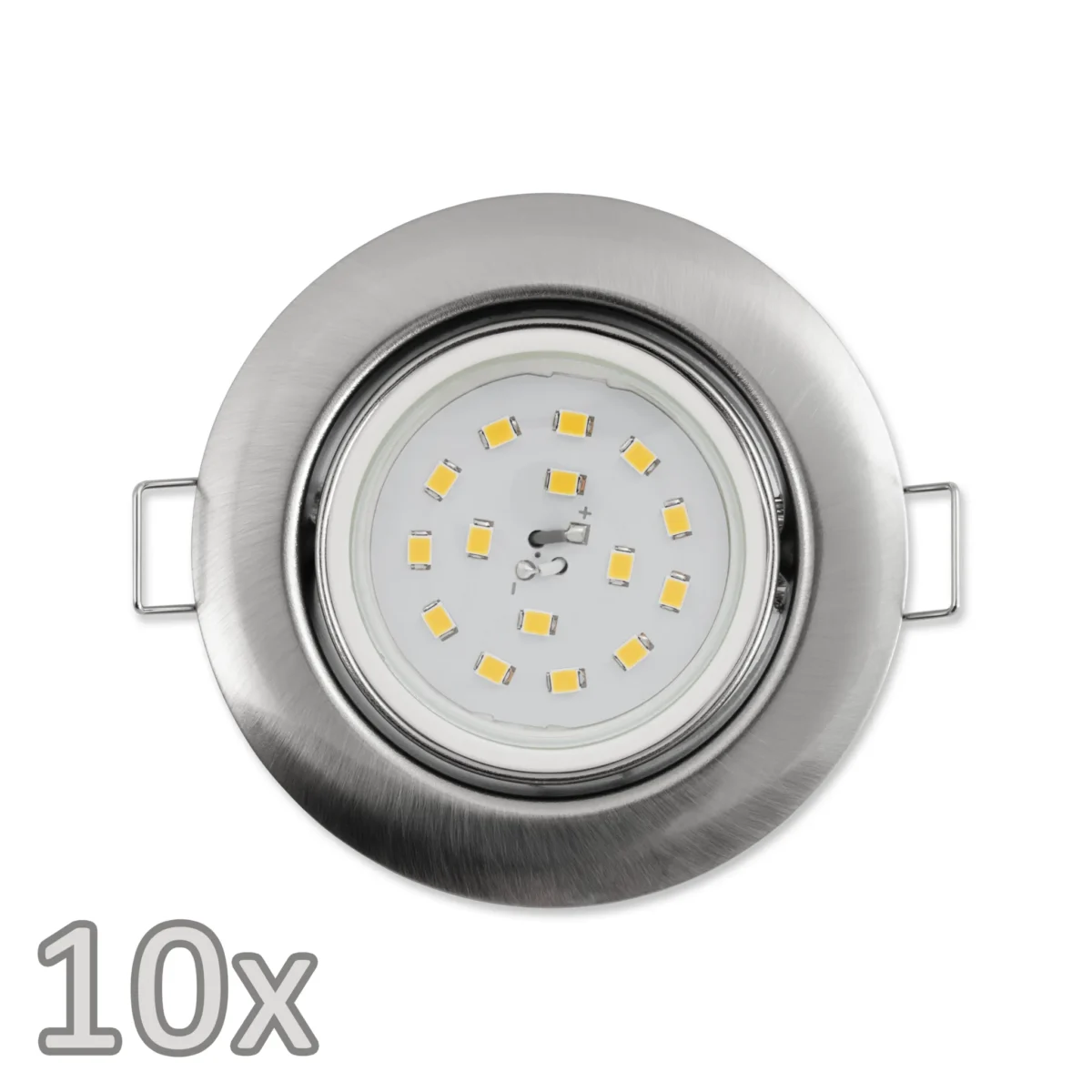 Einbauleuchten-Set McShine, 10xRahmen, 10xLED-Modul, 5W, 400lm, 230V, Edelstahl – Bild 1