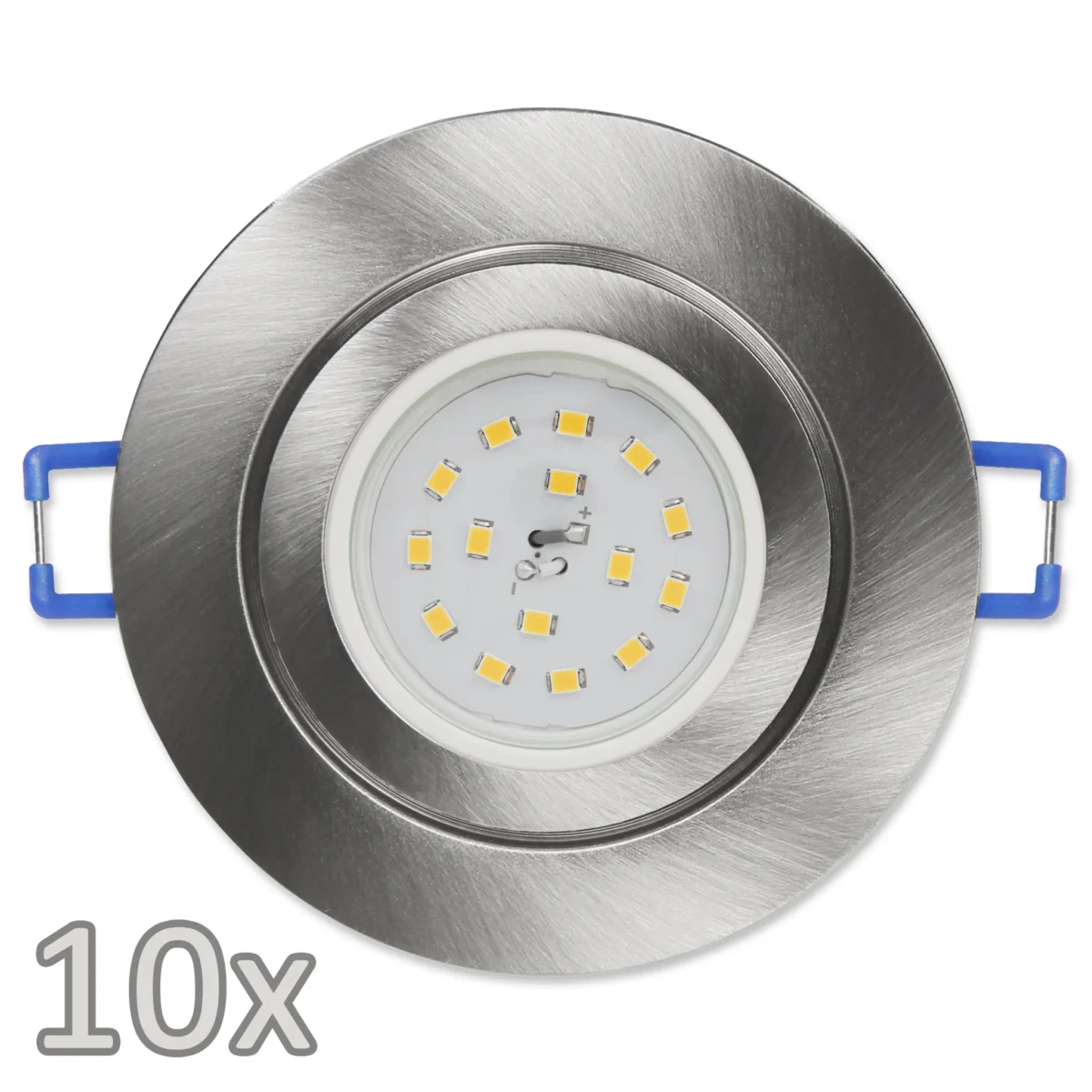 Einbauleuchten-Set McShine, 10xRahmen, 10x LED-Modul, 5W, 400lm, 230V, Edelstahl – Bild 1