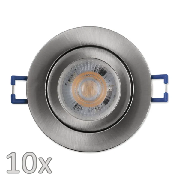 Einbauleuchten-Set McShine, 10xRahmen,10x LED-Modul, 5W, 400lm, 230V, Edelstahl,