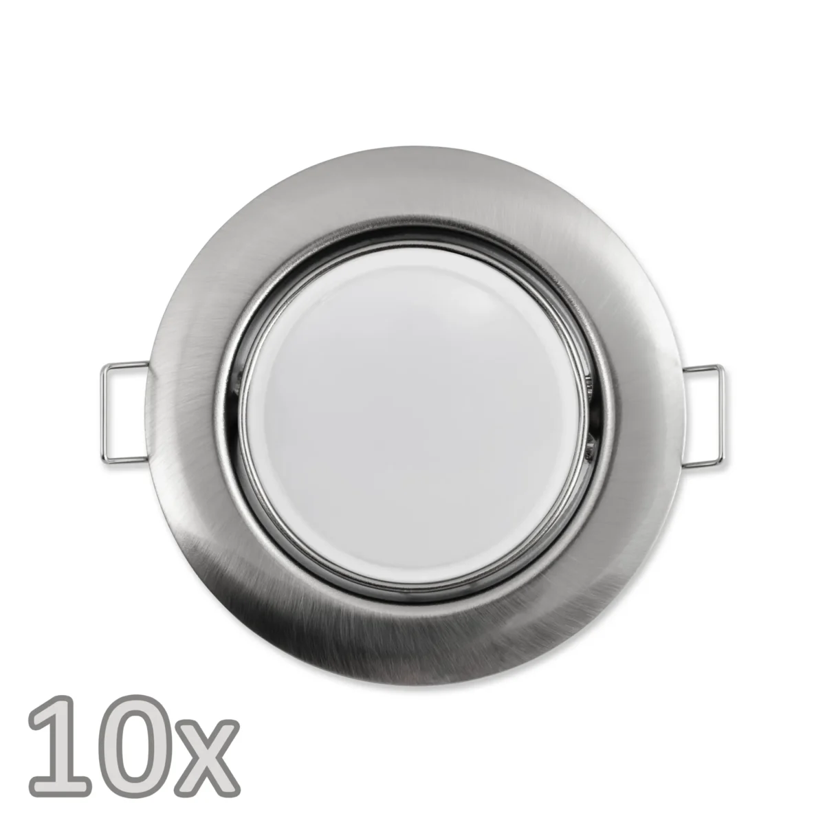 Einbauleuchten-Set McShine, 10xRahmen, 10xLED-Modul, 7W, 608lm, 230V, Edelstahl, – Bild 1