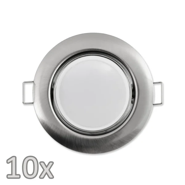 Einbauleuchten-Set McShine, 10xRahmen, 10xLED-Modul, 7W, 608lm, 230V, Edelstahl,