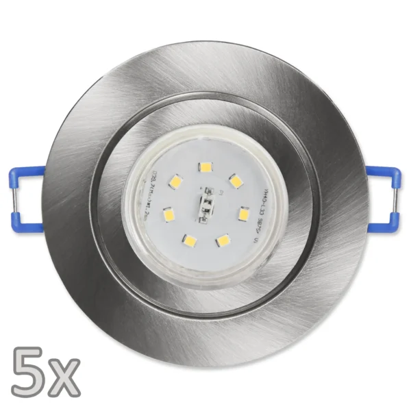 Einbauleuchten-Set McShine, 5xRahmen, 5xLED-Strahler,  GU10, 3W, 300 lm, IP44