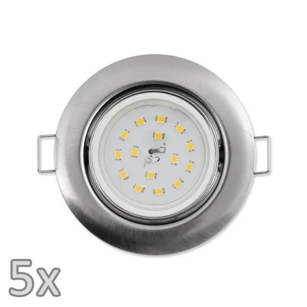 Einbauleuchten-Set McShine, 5xRahmen, 5xLED-Strahler, 5W, 400lm, 230V, Edelstahl
