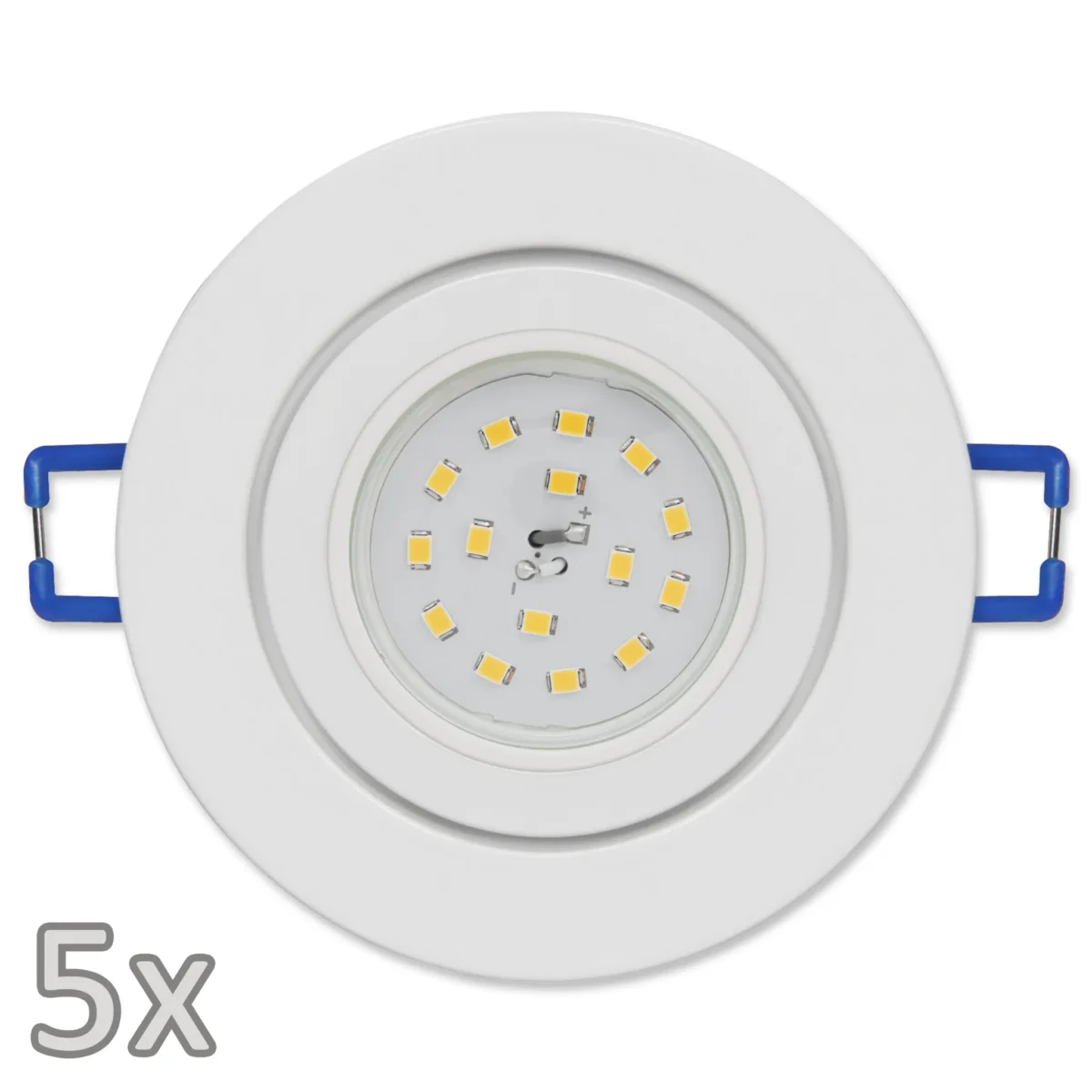 Einbauleuchten-Set McShine, 5xRahmen, 5xLED-Strahler, 5W, 400lm, 230V, weiß,IP44 – Bild 1