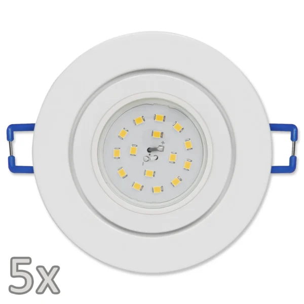 Einbauleuchten-Set McShine, 5xRahmen, 5xLED-Strahler, 5W, 400lm, 230V, weiß,IP44