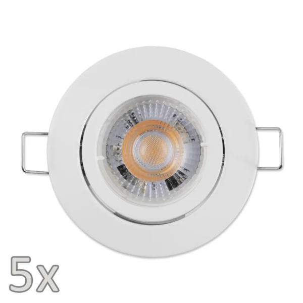 Einbauleuchten-Set McShine, 5xRahmen, 5xLED-Modul, 5W, 400lm, 230V, weiß