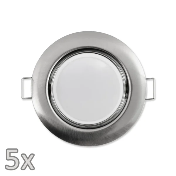 Einbauleuchten-Set McShine, 5xRahmen, 5xLED-Modul, 3W, 265lm, 230V, Edelstahl