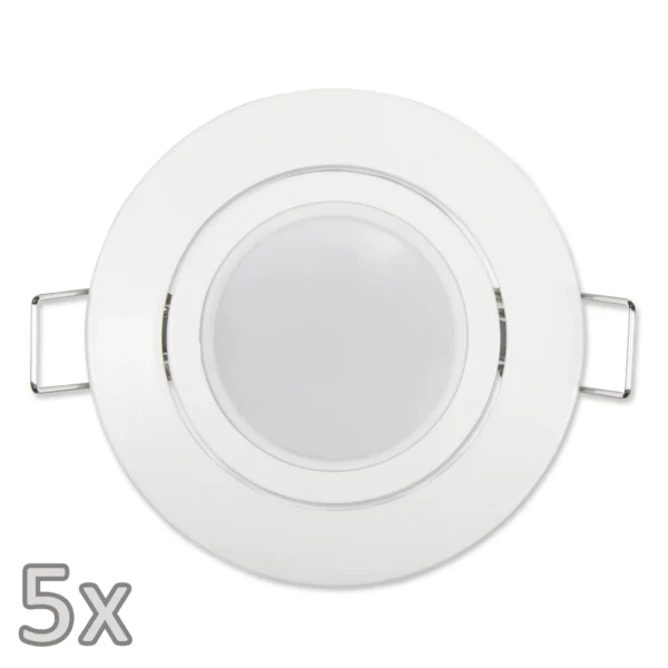 Einbauleuchten-Set McShine, 5xRahmen, 5xLED-Modul, 3W, 265lm, 230V, weiß