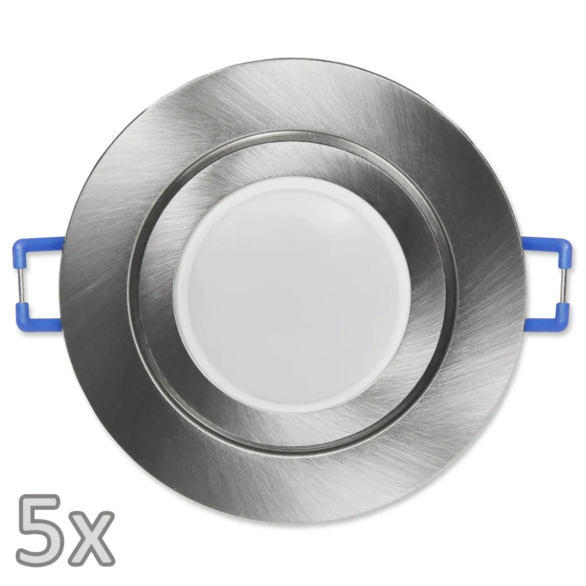 Einbauleuchten-Set McShine, 5xRahmen, 5xLED-Modul, 5W, 440lm, 230V, Edelstahl – Bild 1
