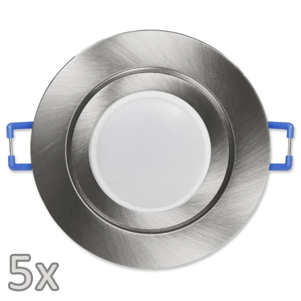 Einbauleuchten-Set McShine, 5xRahmen, 5xLED-Modul, 5W, 440lm, 230V, Edelstahl