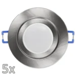 Einbauleuchten-Set McShine, 5xRahmen, 5xLED-Modul, 7W, 608Lumen, 230V, Edelstahl