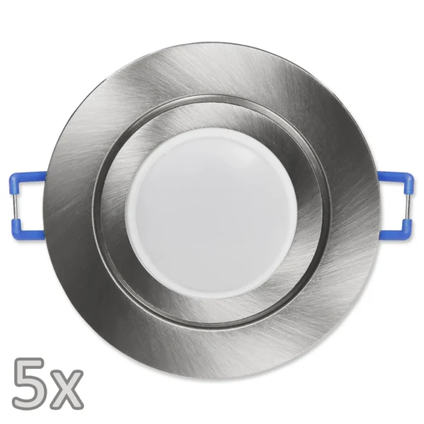 Einbauleuchten-Set McShine, 5xRahmen, 5xLED-Modul, 7W, 608Lumen, 230V, Edelstahl