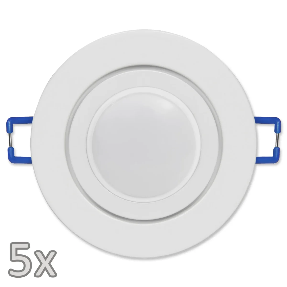 Einbauleuchten-Set McShine, 5xRahmen, 5xLED-Modul, 7W, 608lm, 230V, weiß, IP44 – Bild 1
