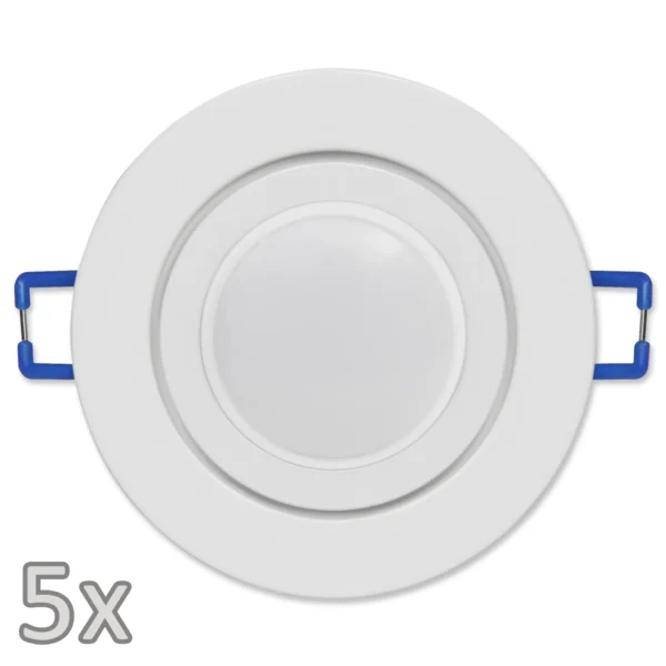Einbauleuchten-Set McShine, 5xRahmen, 5xLED-Modul, 7W, 608lm, 230V, weiß, IP44