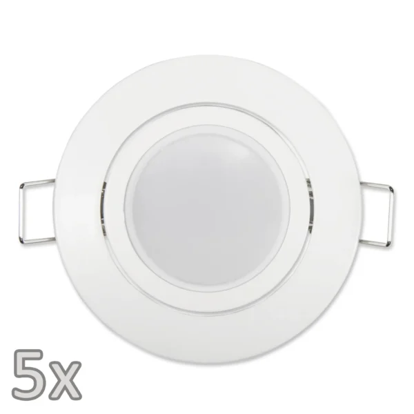 Einbauleuchten-Set McShine, 5xRahmen, 5xLED-Modul, 7W, 608lm, 230V, weiß