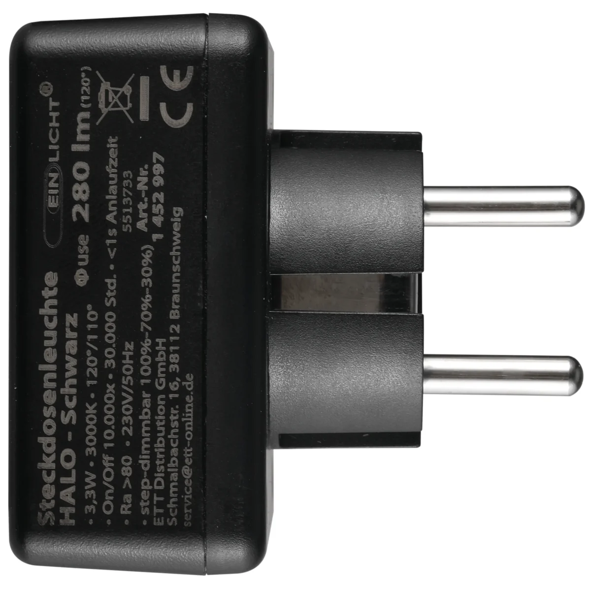 LED-Steckdosenleuchte EINLICHT "Halo" 3,3W, 438lm, step-dimmbar, warmweiß – Bild 6