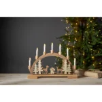 LED-Fensterleuchter "Fauna", 10-flammig, Holz, 45x33cm, integrierter Timer – Bild 3