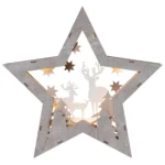 LED-Dekostern "Fauna", 10 LEDs, warmweiß, braun/weiß, 32x34cm, batteriebetrieben