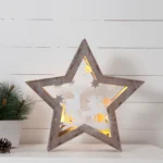 LED-Dekostern "Fauna", 10 LEDs, warmweiß, braun/weiß, 32x34cm, batteriebetrieben – Bild 2