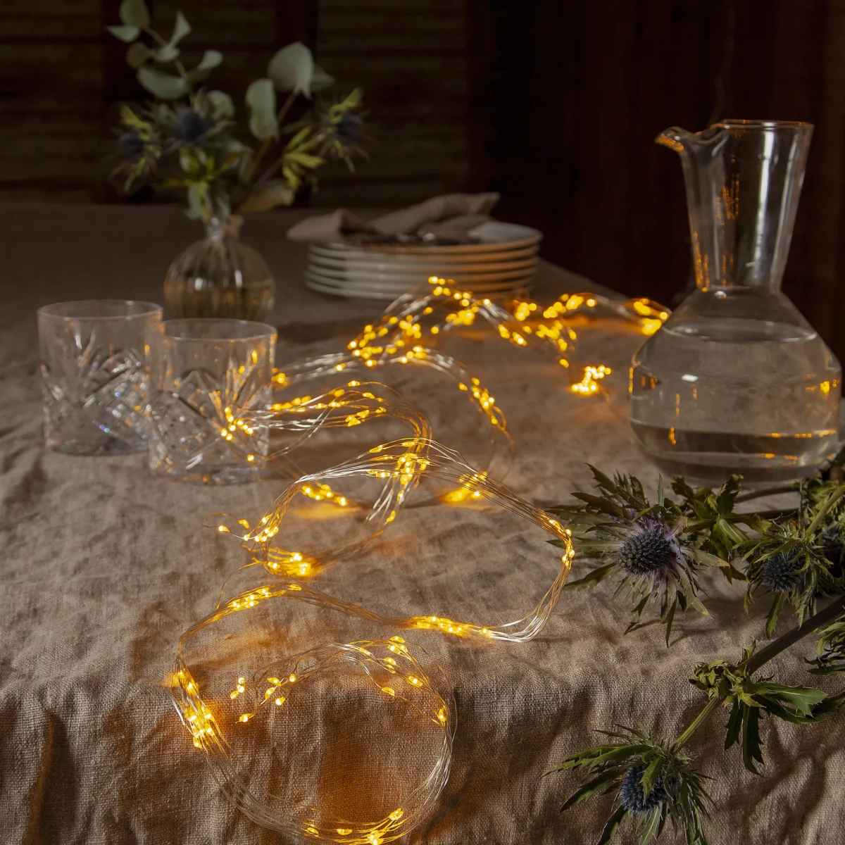 LED-Lichterbouquet "Dew Drops", silber, 1.5W, 3V, warmweiß, 125 LED's, Trafo – Bild 1