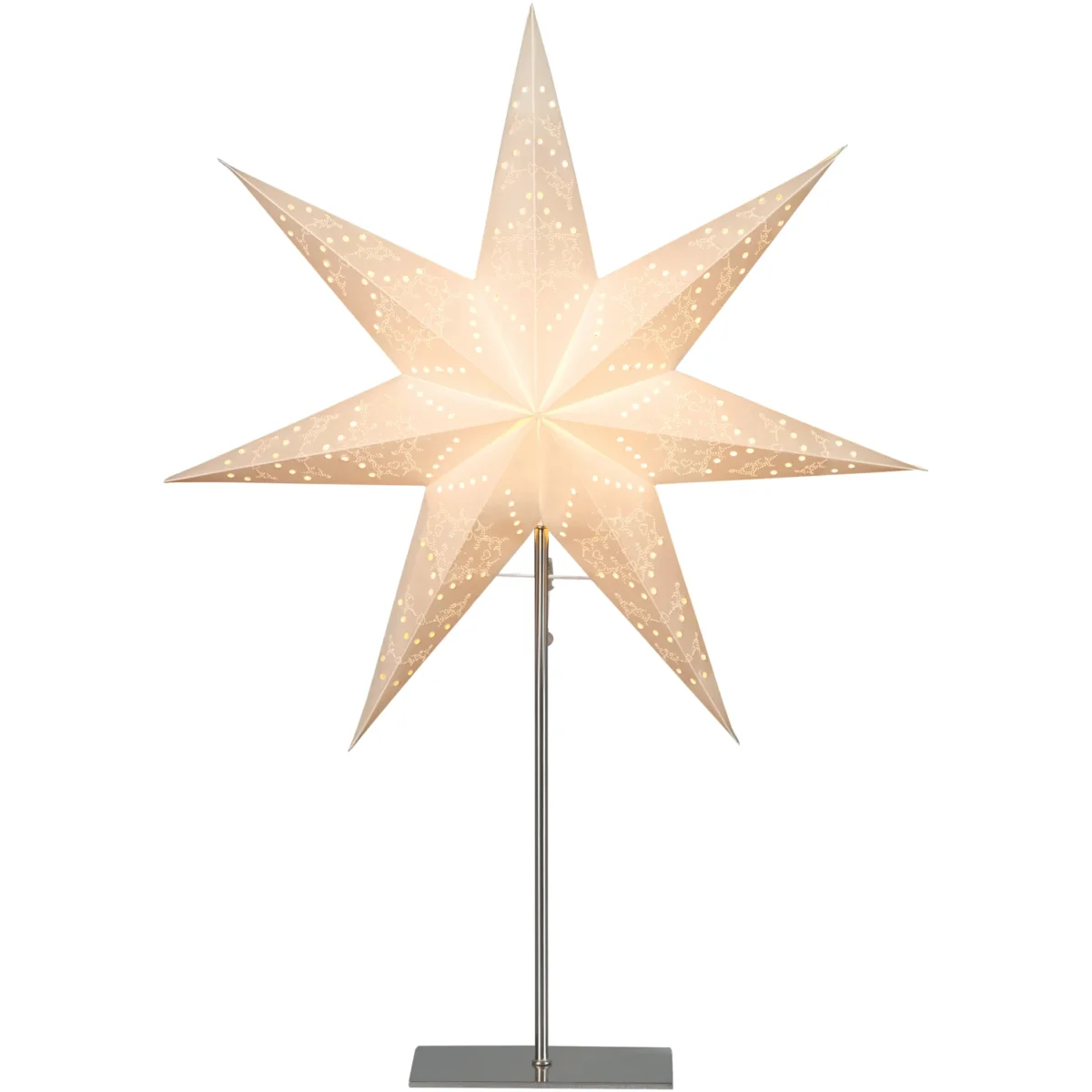 Standleuchte Stern "Sensy 78", 78x52cm, E14, Farbe: Creme, Metall/Papier – Bild 1