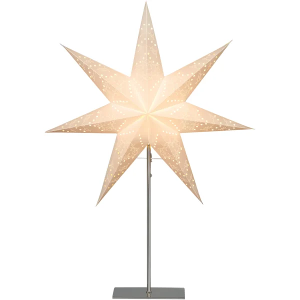 Standleuchte Stern "Sensy 78", 78x52cm, E14, Farbe: Creme, Metall/Papier