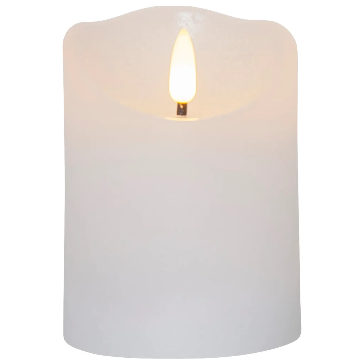 LED Echtwachs-Kerze "Flamme Rustic", weiß, 10x7.5cm, Timer – Bild 1