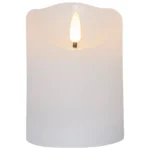 LED Echtwachs-Kerze "Flamme Rustic", weiß, 10x7.5cm, Timer