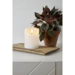 LED Echtwachs-Kerze "Flamme Rustic", weiß, 10x7.5cm, Timer – Bild 3