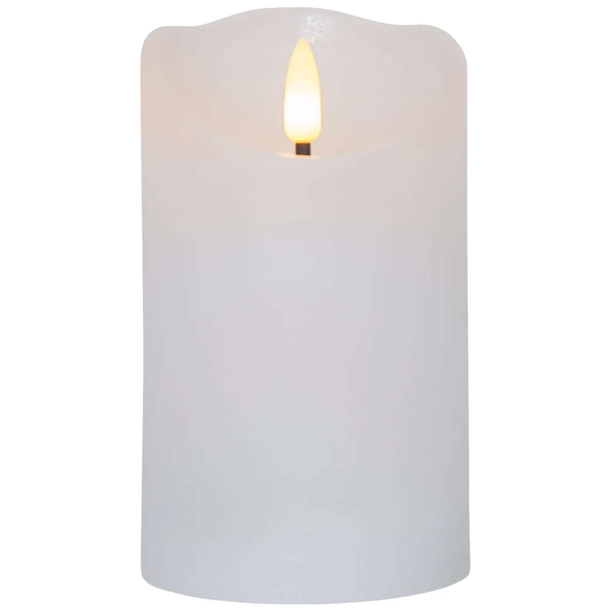LED Echtwachs-Kerze "Flamme Rustic", weiß, 12.5x7.5cm, Timer – Bild 1