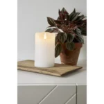 LED Echtwachs-Kerze "Flamme Rustic", weiß, 12.5x7.5cm, Timer – Bild 3