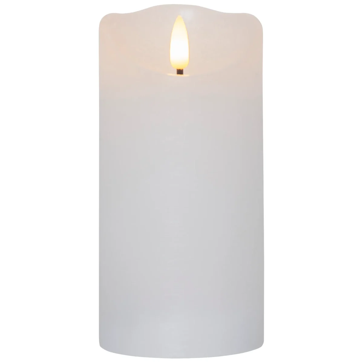 LED Echtwachs-Kerze "Flamme Rustic", weiß, 15x7.5cm, Timer – Bild 1