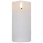 LED Echtwachs-Kerze "Flamme Rustic", weiß, 15x7.5cm, Timer