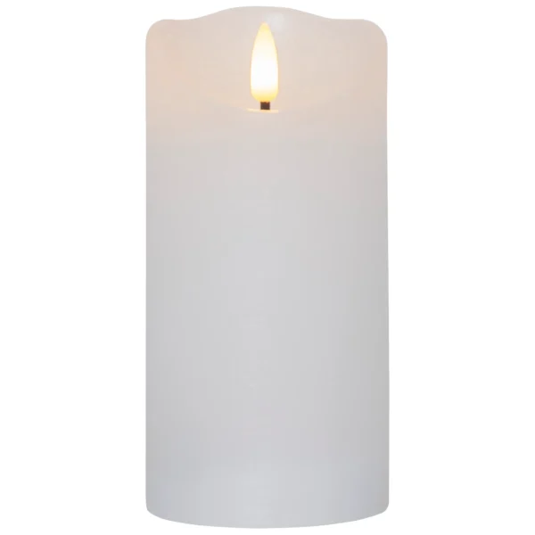 LED Echtwachs-Kerze "Flamme Rustic", weiß, 15x7.5cm, Timer