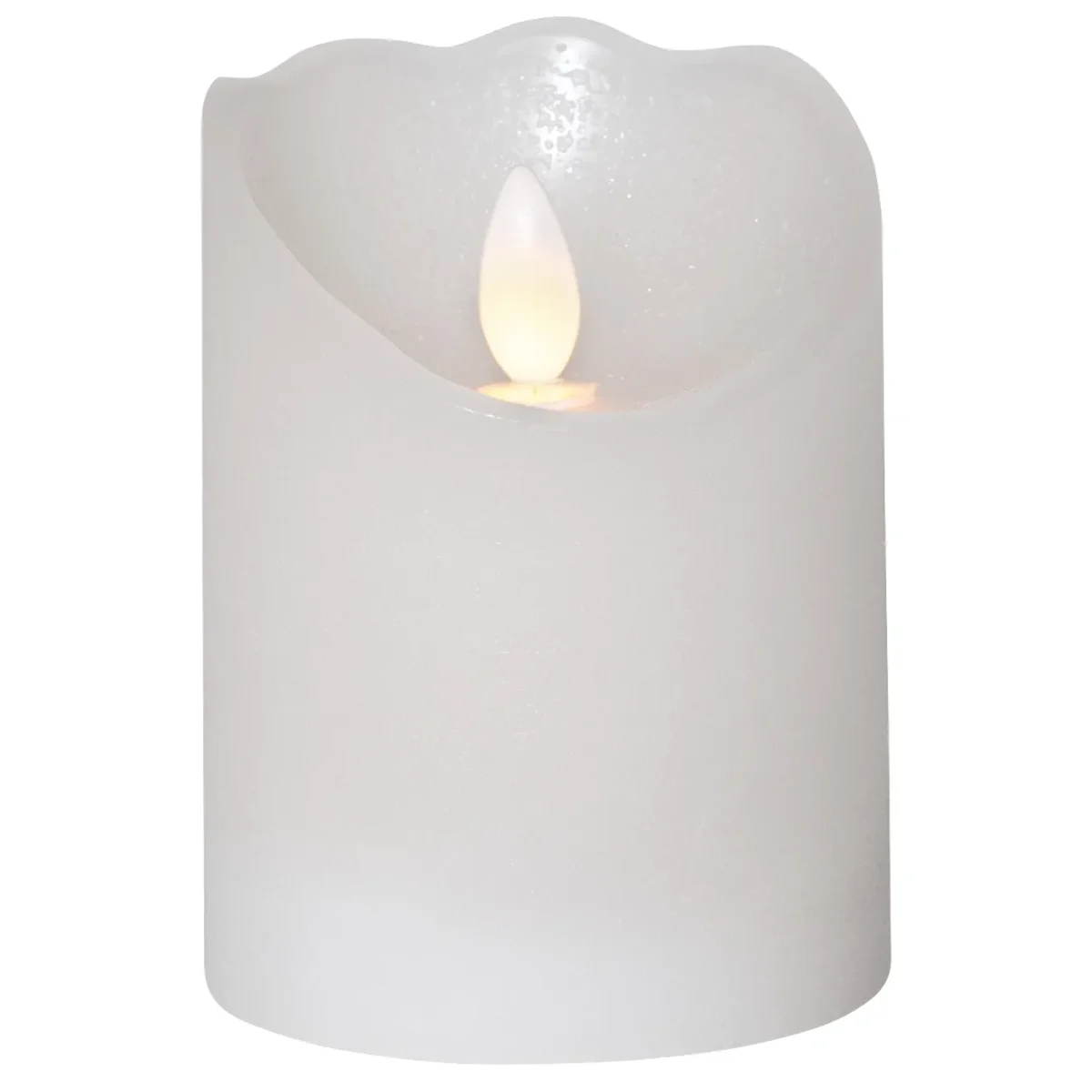 LED Echtwachs-Kerze "Glow", weiß, 7.5x10cm, Timer, batteriebetrieben, flackernd – Bild 1