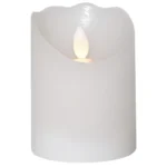LED Echtwachs-Kerze "Glow", weiß, 7.5x10cm, Timer, batteriebetrieben, flackernd