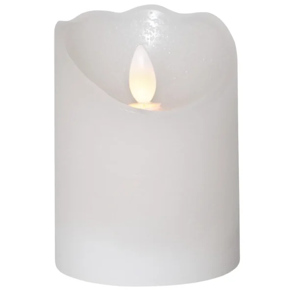 LED Echtwachs-Kerze "Glow", weiß, 7.5x10cm, Timer, batteriebetrieben, flackernd