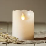 LED Echtwachs-Kerze "Glow", weiß, 7.5x10cm, Timer, batteriebetrieben, flackernd – Bild 2