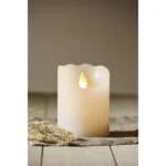LED Echtwachs-Kerze "Glow", weiß, 7.5x10cm, Timer, batteriebetrieben, flackernd – Bild 3