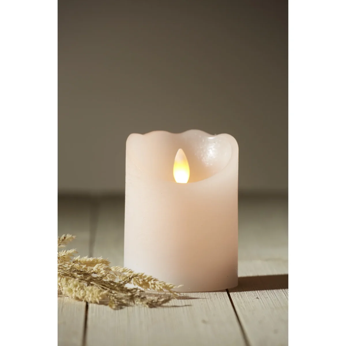 LED Echtwachs-Kerze "Glow", weiß, 7.5x10cm, Timer, batteriebetrieben, flackernd – Bild 4